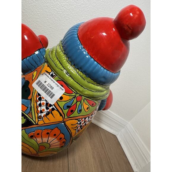 Mexican Talavera Pottery Snowman With Light 13” Holiday Christmas Decor Handmade - Picture 8 of 14